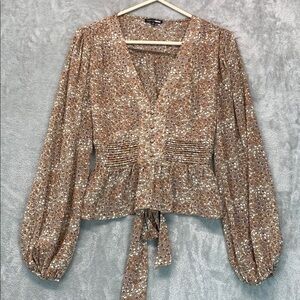 Floral Brown Women's Top Size XL NWOT